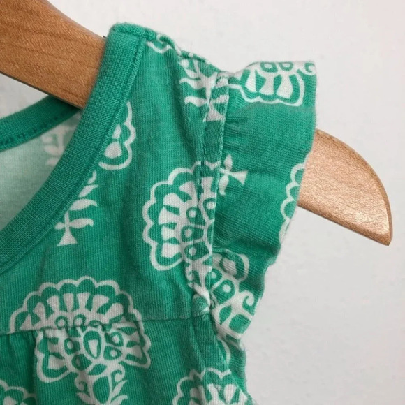 Tea Collection dress turquoise with white print flutter sleeve size 12-18 months - Picture 5 of 6